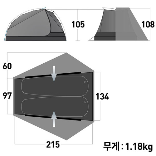 씨투써밋 알토 TR2 UL 그레이 2인용 초경량 텐트
